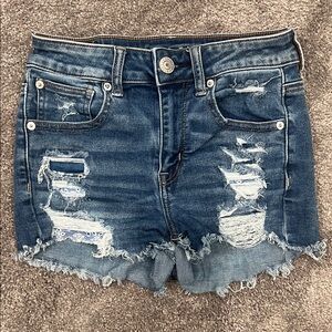 American Eagle Outfitters Blue Distressed Jean Shorts